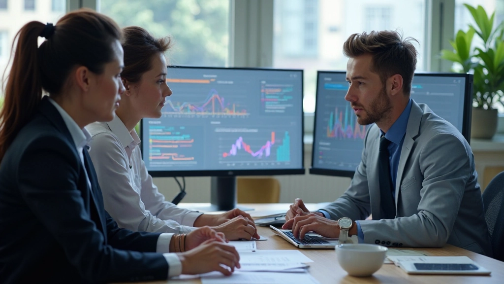 Команда маркетологов анализирует данные аудитории на экране компьютера