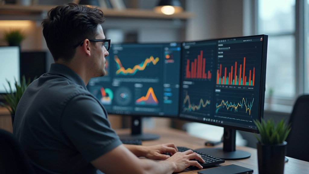 Аналитик изучает метрики рекламной кампании на мониторе компьютера