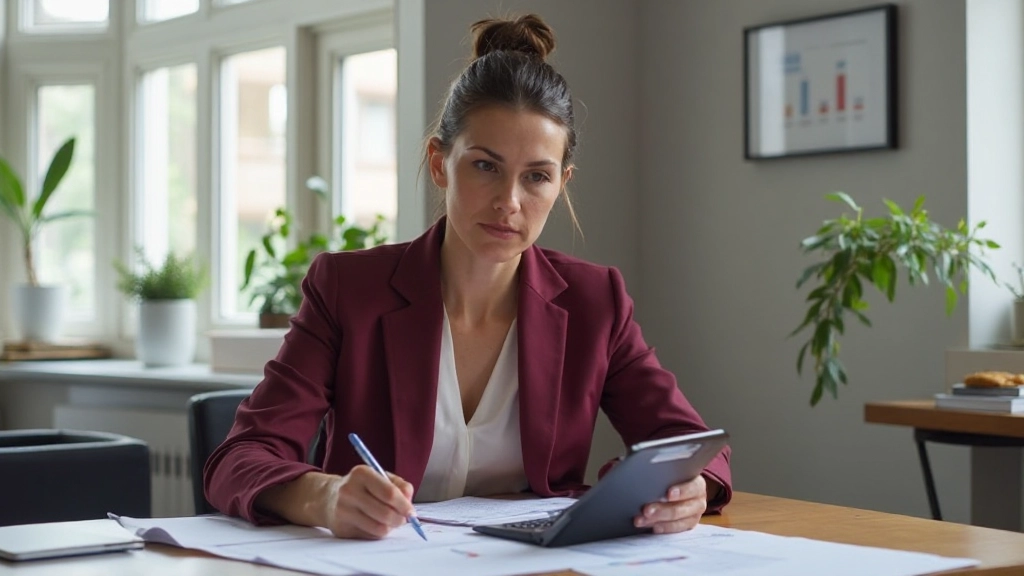 Профессиональный финансовый анализ с калькулятором и бюджетным планом на столе офиса